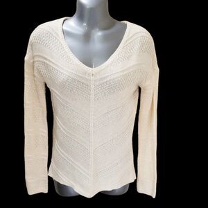 Pink Rose V-neck Cable Knit Sweater Jumper Size XS